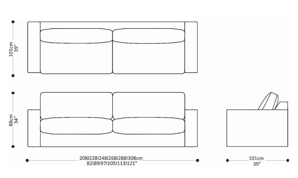 Image of the main dimensions of the product